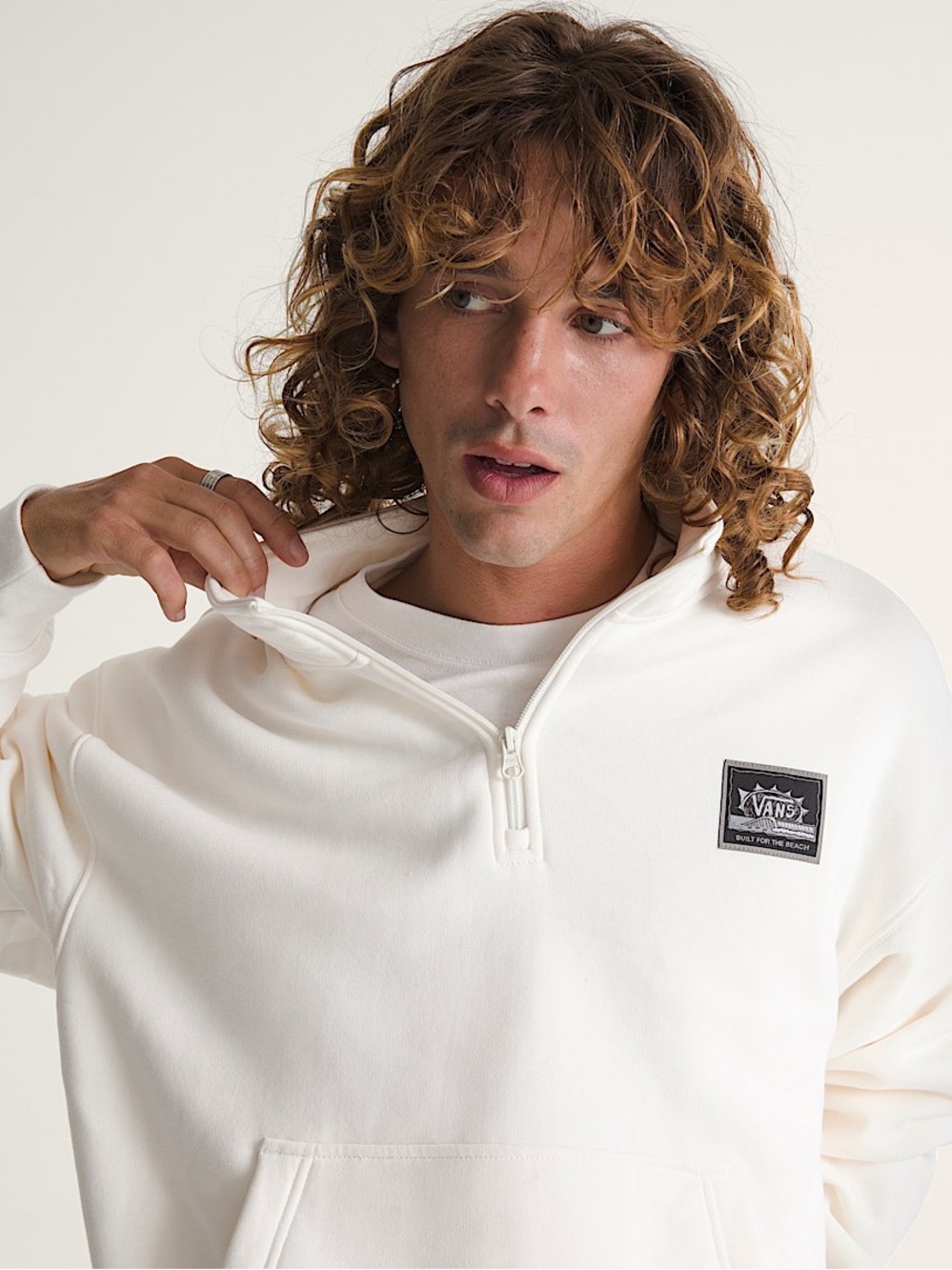 Vans Cream Half-Zip Pullover Sweatshirt